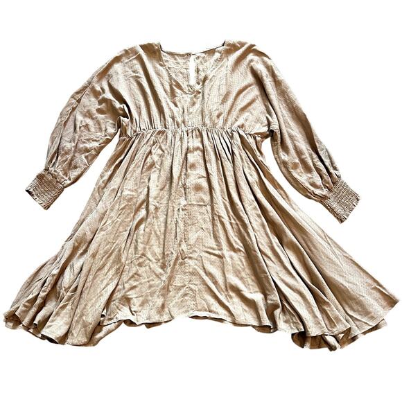 CHIC SOUL Light Brown Flowy Dress Size 2X Minimalist Lagom Casual Classic Boho - Picture 1 of 11